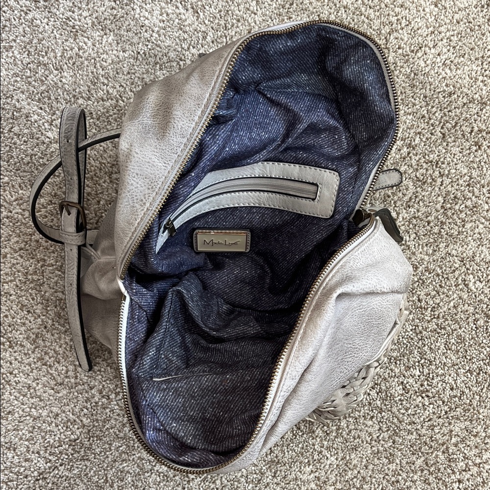 Gray Woven Leather Mini Backpack - Picture 2 of 5